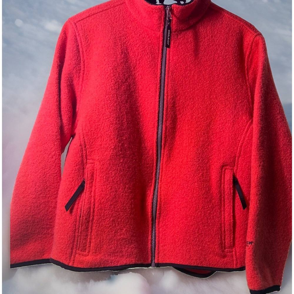 Vintage Woolrich Techno wool Jacket Womens Sz XL Coral Textured Full Zip Lined